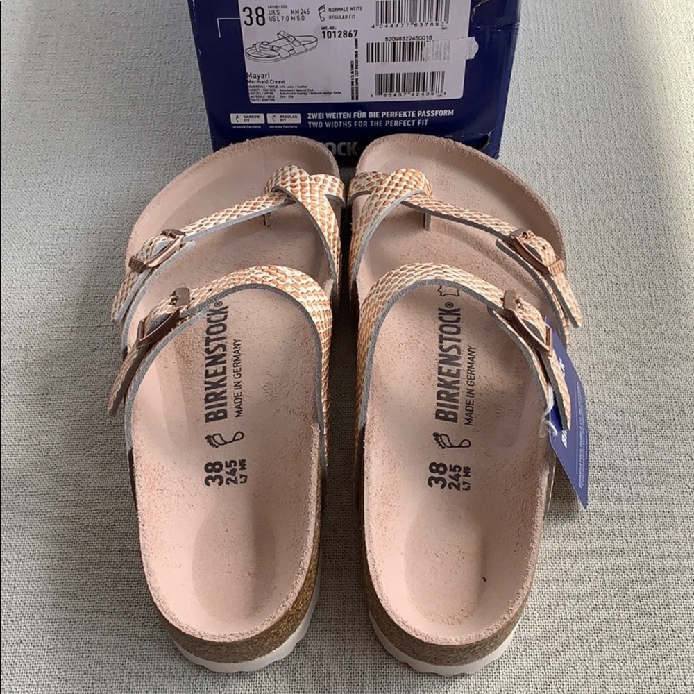 BIRKENSTOCK MAYARI LEATHER Mermaid Cream Snake - Picture 5 of 9